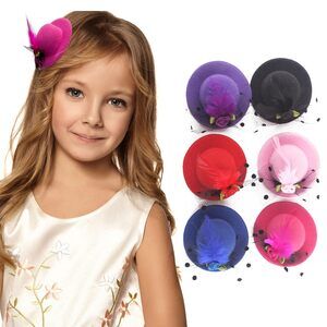 3814 6 Pieces Mini Tea Party Hats For Kids Girl Fancy Hair Fascinators
